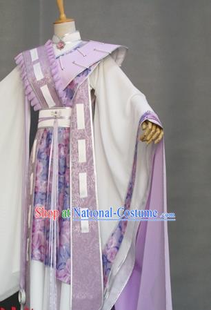 China Cosplay Fairy Queen Garment Costumes Ancient Princess Lilac Hanfu Dress Traditional Puppet Show Swordswoman Clothing