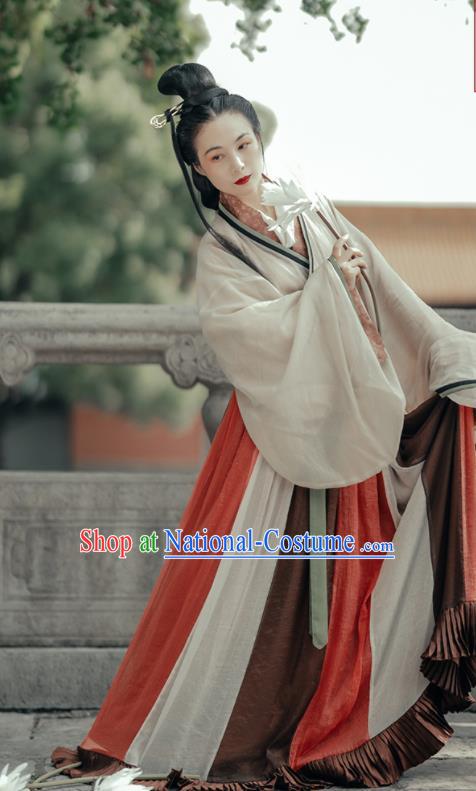 China Traditional Dance Historical Costumes Ancient Palace Princess Garment Clothing Jin Dynasty Young Beauty Hanfu Dress