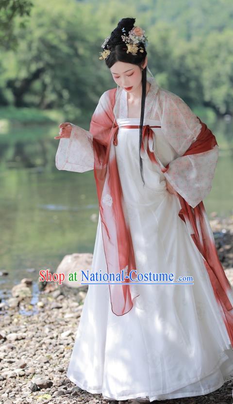 China Traditional Historical Costumes Ancient Palace Lady Garment Clothing Tang Dynasty Young Beauty Hanfu Dress