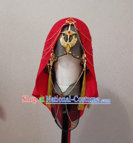 Chinese Traditional Hanfu Red Hat Ancient Princess Headdress Cosplay Female Swordsman Headpiece