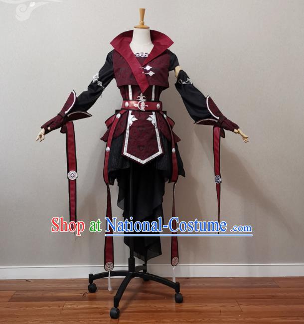 China Ancient Female Knight Dress Outfits Traditional JX Online Swordswoman Clothing Cosplay Heroine Garment Costumes