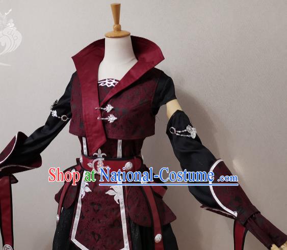 China Ancient Female Knight Dress Outfits Traditional JX Online Swordswoman Clothing Cosplay Heroine Garment Costumes