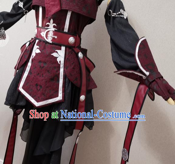 China Ancient Female Knight Dress Outfits Traditional JX Online Swordswoman Clothing Cosplay Heroine Garment Costumes