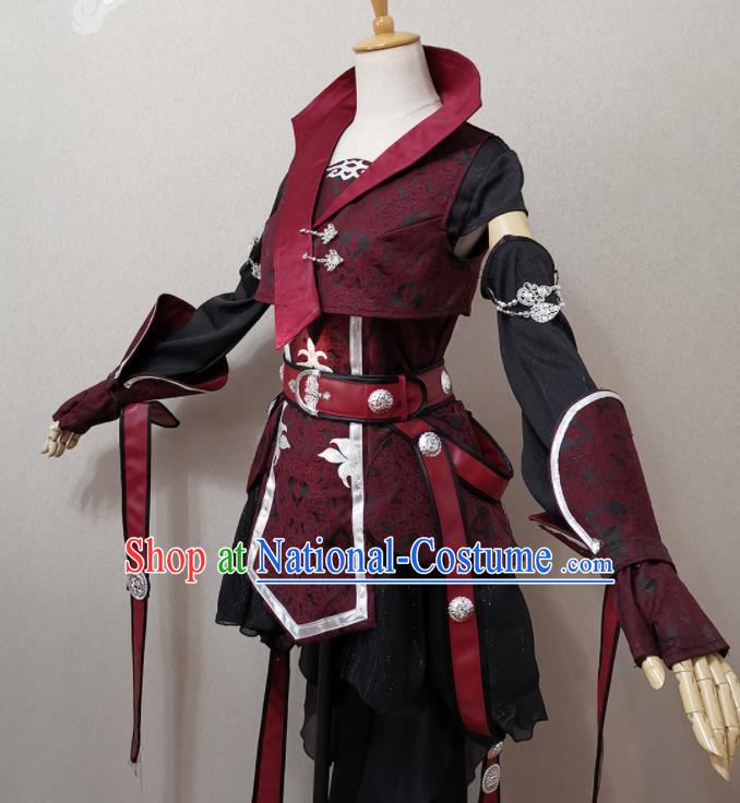 China Ancient Female Knight Dress Outfits Traditional JX Online Swordswoman Clothing Cosplay Heroine Garment Costumes