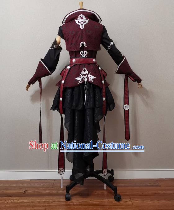 China Ancient Female Knight Dress Outfits Traditional JX Online Swordswoman Clothing Cosplay Heroine Garment Costumes