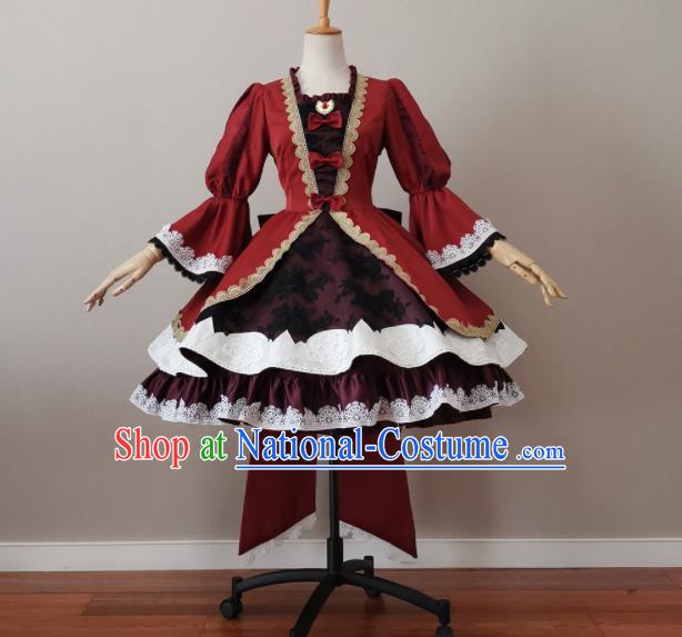 Top Halloween Fancy Ball Garment Costume Magic Princess Clothing Cosplay Female Warrior Red Short Dress