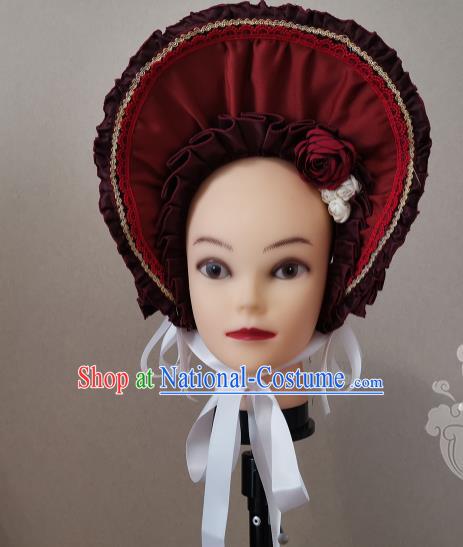 Handmade Fairy Tales Young Lady Red Hat Cosplai Maid Girl Headdress European Village Woman Cap