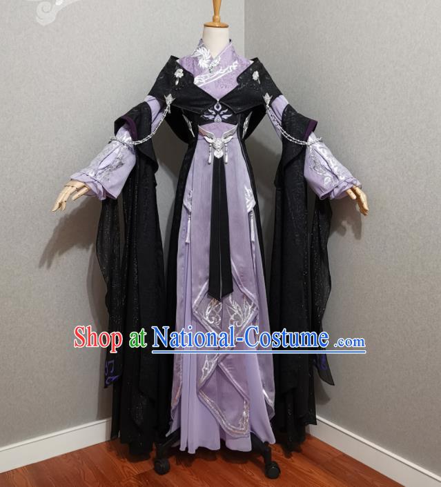 China Ancient Female Swordsman Lilac Dress Outfits Traditional JX Online Clothing Cosplay Queen Garment Costumes