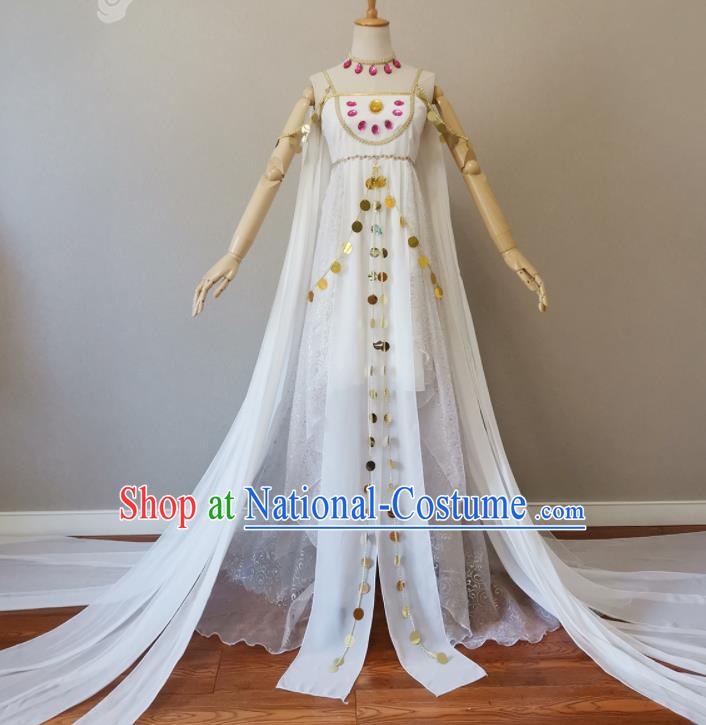 Top Halloween Fancy Ball Fairy Garment Costume Magic Princess Clothing Cosplay Young Beauty White Dress