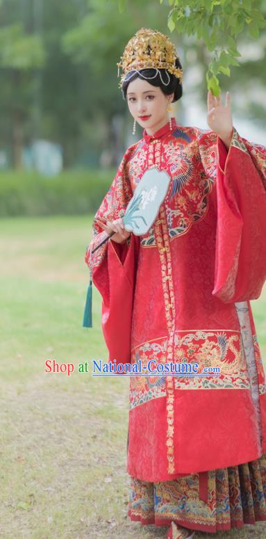 China Ancient Royal Countess Garment Costumes Traditional Nobility Mistress Hanfu Dress Attire Ming Dynasty Wedding Historical Clothing Complete Set