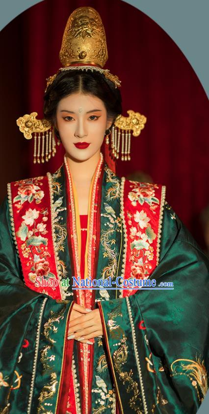 China Traditional Embroidered Wedding Hanfu Attire Song Dynasty Empress Historical Clothing Ancient Court Bride Garment Costumes