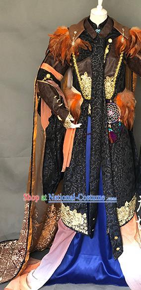 Chinese Traditional Puppet Show Swordsman Garment Costumes Cosplay Demon King Clothing Ancient Monarch Uniforms