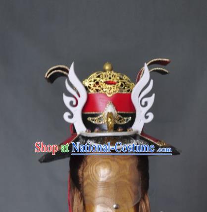 Chinese Puppet Show Cosplay General Hair Accessories Traditional Hanfu Swordsman Helmet Headwear Ancient Warrior Hat