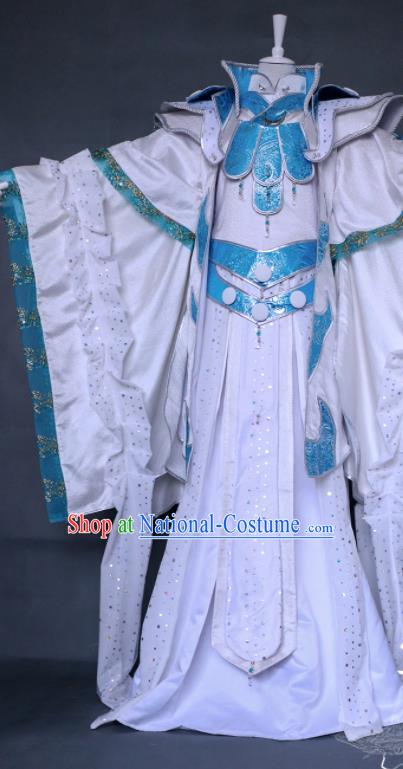 Chinese Cosplay Taoist Priest Clothing Ancient Swordsman White Uniforms Traditional Puppet Show Dragon Prince Garment Costumes