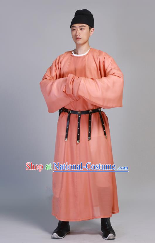 China Tang Dynasty Young Male Historical Clothing Ancient Swordsman Garment Costume Traditional Hanfu Orange Robe