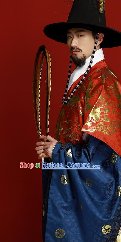 China Ming Dynasty Emperor Historical Clothing Ancient Royal Monarch Garment Costumes Traditional Hanfu Apparels Complete Set