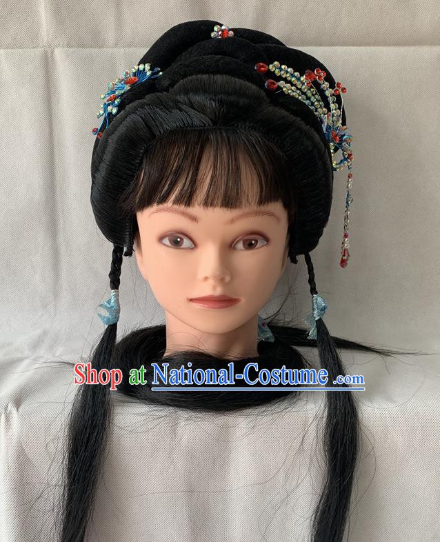 Chinese Beijing Opera Fairy Wigs and Hairpins Hairpieces Peking Opera Hua Tan Hair Accessories Traditional Opera Young Lady Headdress