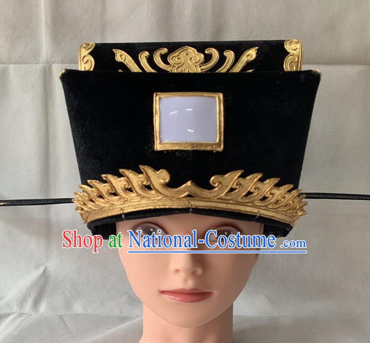 Handmade China Ancient Prime Minister Helmet Peking Opera Laosheng Black Hat Beijing Opera Bao Zheng Headwear