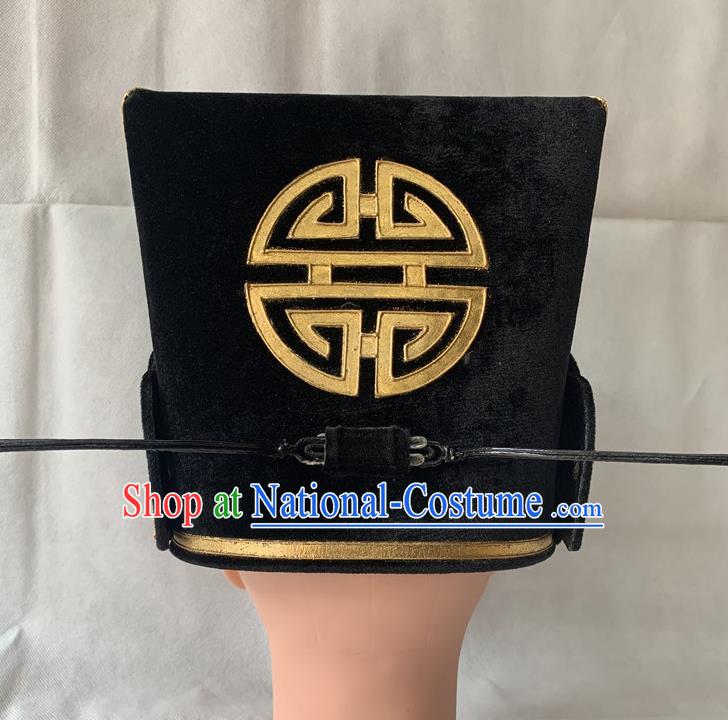 Handmade China Ancient Prime Minister Helmet Peking Opera Laosheng Black Hat Beijing Opera Bao Zheng Headwear