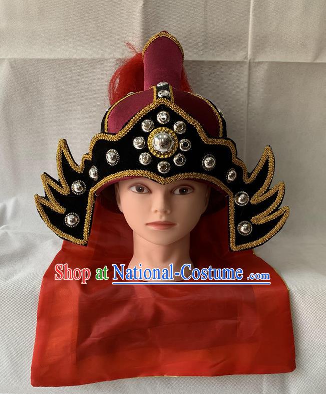 Handmade China Peking Opera Wusheng Hat Beijing Opera Warrior Headwear Ancient General Helmet Headdress