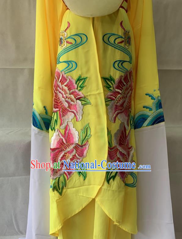 China Ancient Imperial Concubine Embroidered Clothing Beijing Opera Hua Tan Yellow Dress Outfits Traditional Opera Court Beauty Garment Costumes