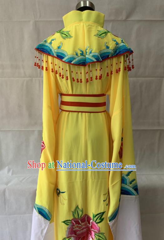 China Ancient Imperial Concubine Embroidered Clothing Beijing Opera Hua Tan Yellow Dress Outfits Traditional Opera Court Beauty Garment Costumes