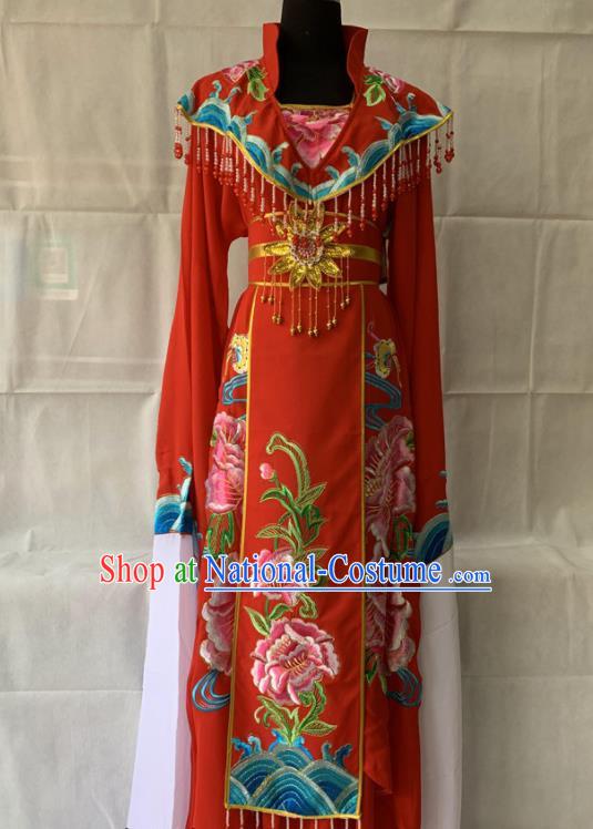 China Traditional Opera Court Beauty Garment Costumes Ancient Imperial Concubine Embroidered Clothing Beijing Opera Hua Tan Red Dress Outfits