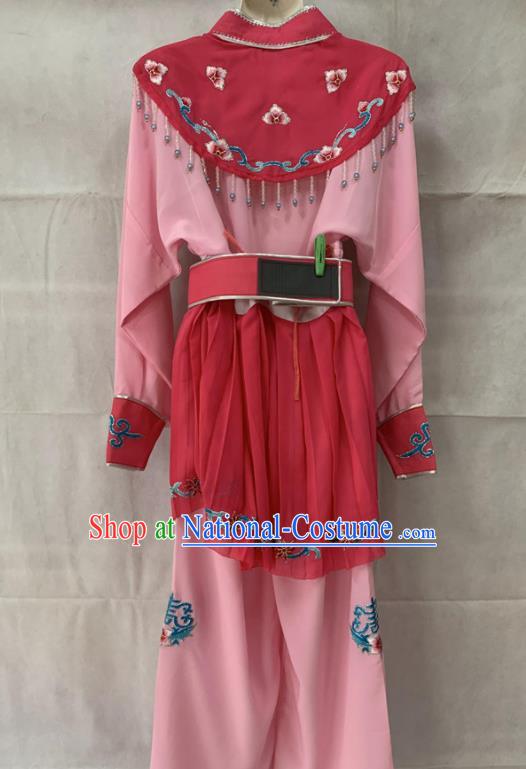 China Beijing Opera Xiaodan Pink Dress Outfits Traditional Opera Actress Garment Costumes Ancient Swordswoman Clothing