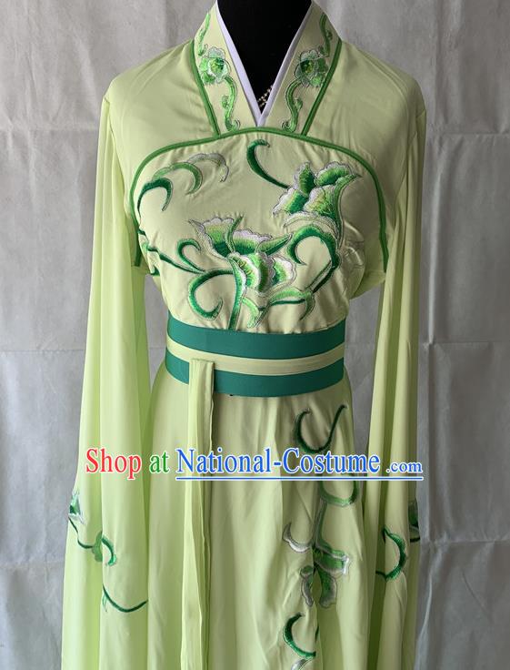 China Beijing Opera Palace Lady Light Green Dress Outfits Traditional Opera Young Beauty Garment Costumes Ancient Fairy Clothing