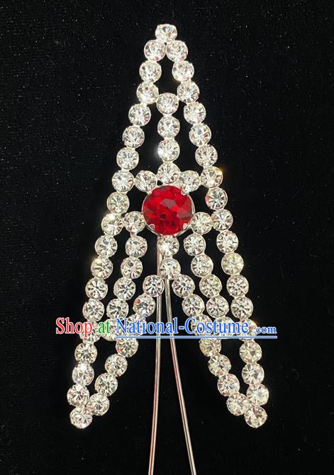 Chinese Traditional Opera Swordswoman Hairpin Beijing Opera Actress Hair Accessories Peking Opera Wudan Crystal Hair Stick