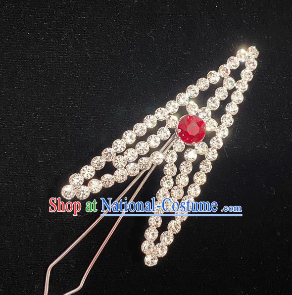 Chinese Traditional Opera Swordswoman Hairpin Beijing Opera Actress Hair Accessories Peking Opera Wudan Crystal Hair Stick