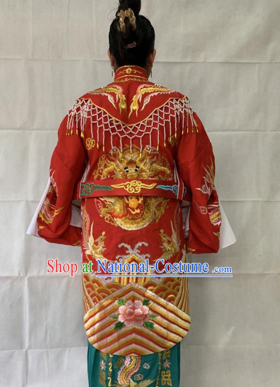 China Beijing Opera Actress Red Dress Outfits Traditional Opera Empress Garment Costumes Ancient Imperial Concubine Embroidered Clothing