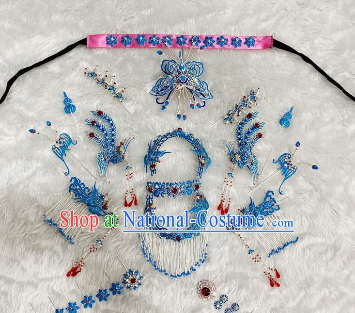 Chinese Peking Opera Princess Hair Crown Traditional Opera Empress Hairpin Beijing Opera Hua Tan Hair Accessories Complete Set