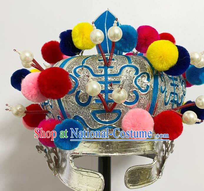 Handmade China Ancient Swordsman Hair Accessories Peking Opera Wusheng Hat Beijing Opera Warrior Helmet Headwear