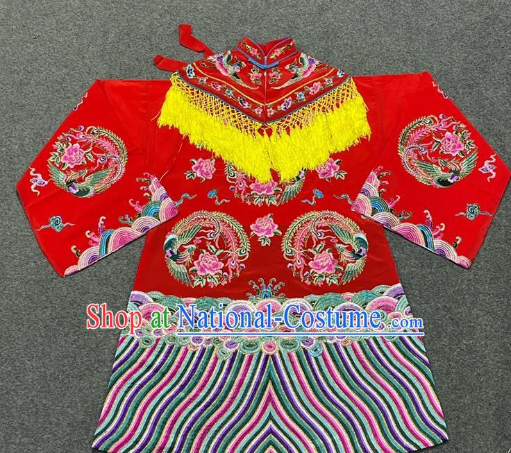 China Ancient Bride Clothing Beijing Opera Hua Tan Embroidered Red Dress Outfits Traditional Opera Wedding Garment Costumes