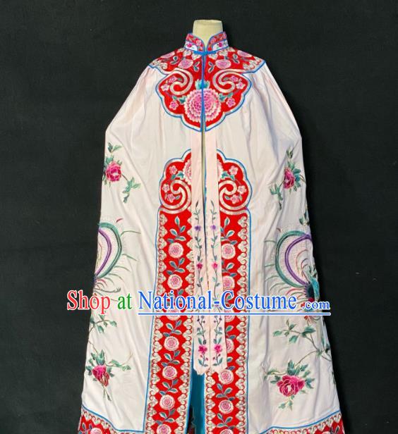 China Ancient Princess Embroidered Mantle Clothing Beijing Opera Hua Tan White Cloak Traditional Opera Imperial Concubine Garment Costume