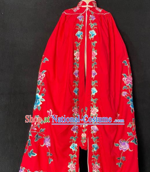 China Beijing Opera Hua Tan Red Cloak Traditional Opera Imperial Concubine Garment Costume Ancient Princess Embroidered Mantle Clothing