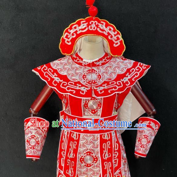 Chinese Traditional Opera Soldier Clothing Beijing Opera Wusheng Garment Costumes Peking Opera Swordsman Red Armor Uniforms