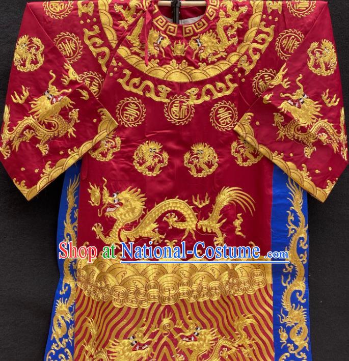 Chinese Peking Opera Xiaosheng Embroidered Wine Red Robe Traditional Opera Prime Minister Clothing Beijing Opera Official Garment Costume