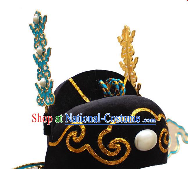 Handmade China Beijing Opera Official Helmet Headwear Ancient Young Childe Hat Peking Opera Xiaosheng Headdress