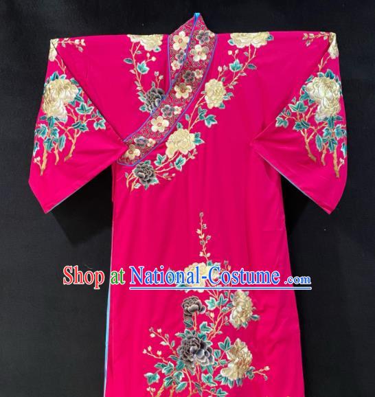 Chinese Peking Opera Xiaosheng Embroidered Rosy Robe Traditional Opera Scholar Clothing Beijing Opera Young Childe Garment Costume