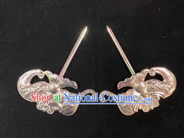 Chinese Beijing Opera Diva Hair Accessories Peking Opera Noble Lady Hair Stick Traditional Opera Actress Argent Bat Hairpin