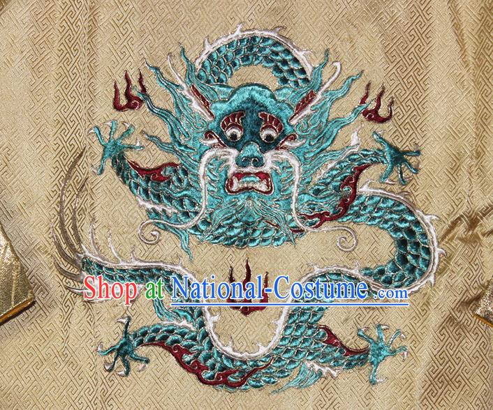 Chinese Traditional Opera Emperor Clothing Beijing Opera Laosheng Garment Costume Peking Opera Elderly Man Embroidered Dragon Robe