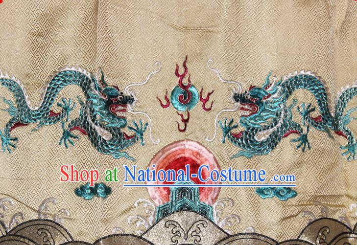 Chinese Traditional Opera Emperor Clothing Beijing Opera Laosheng Garment Costume Peking Opera Elderly Man Embroidered Dragon Robe