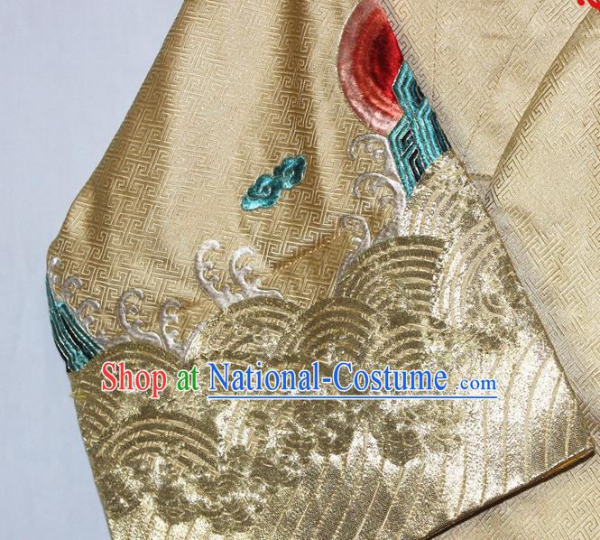 Chinese Traditional Opera Emperor Clothing Beijing Opera Laosheng Garment Costume Peking Opera Elderly Man Embroidered Dragon Robe