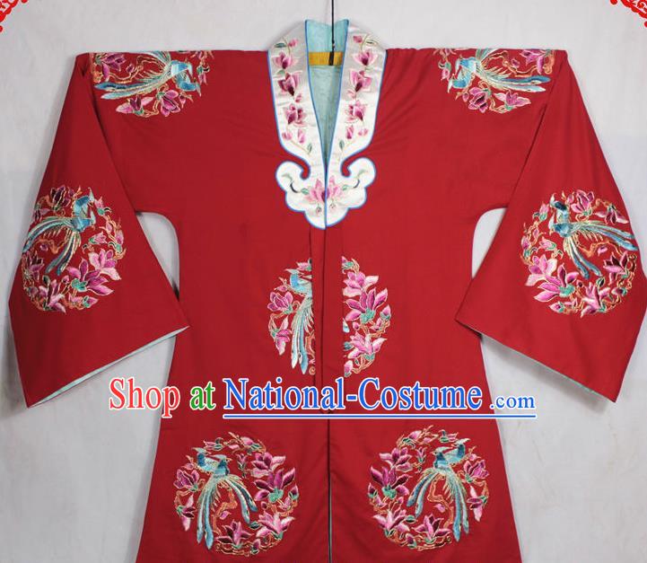 China Beijing Opera Actress Embroidered Red Cape Traditional Opera Noble Lady Garment Costume Ancient Princess Clothing