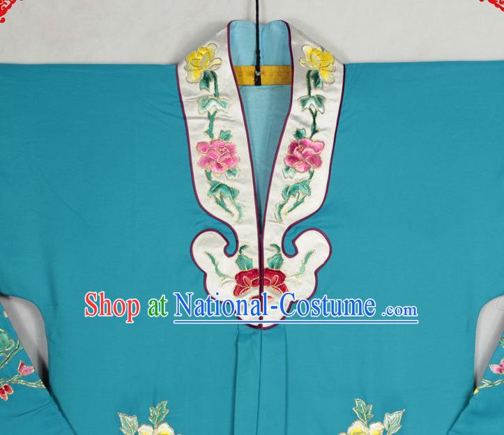 China Ancient Princess Clothing Beijing Opera Actress Embroidered Green Cape Traditional Opera Noble Lady Garment Costume