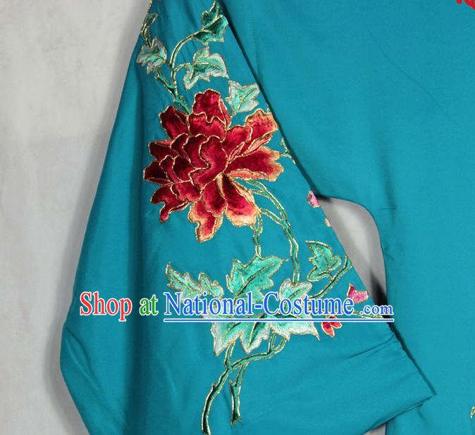 China Ancient Princess Clothing Beijing Opera Actress Embroidered Green Cape Traditional Opera Noble Lady Garment Costume