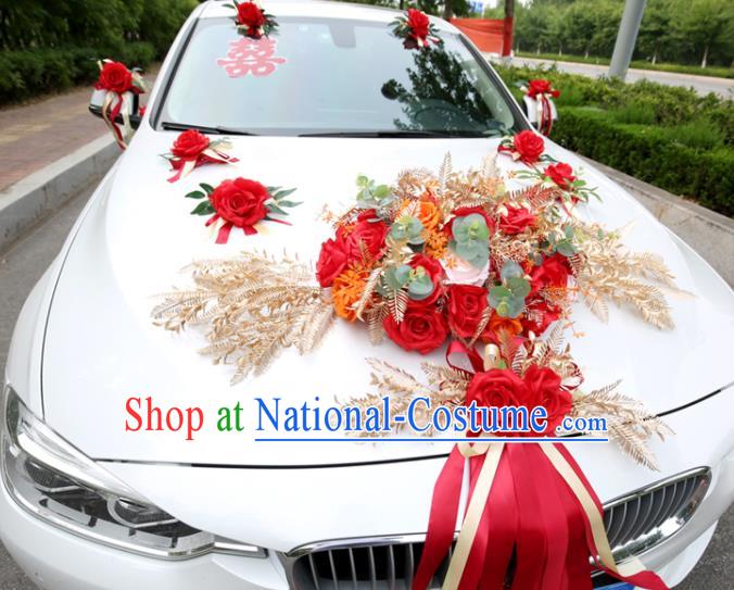 Top Wedding Car Ornaments Wedding Car Decorations Love Simulation Rose Flowers Bouquet