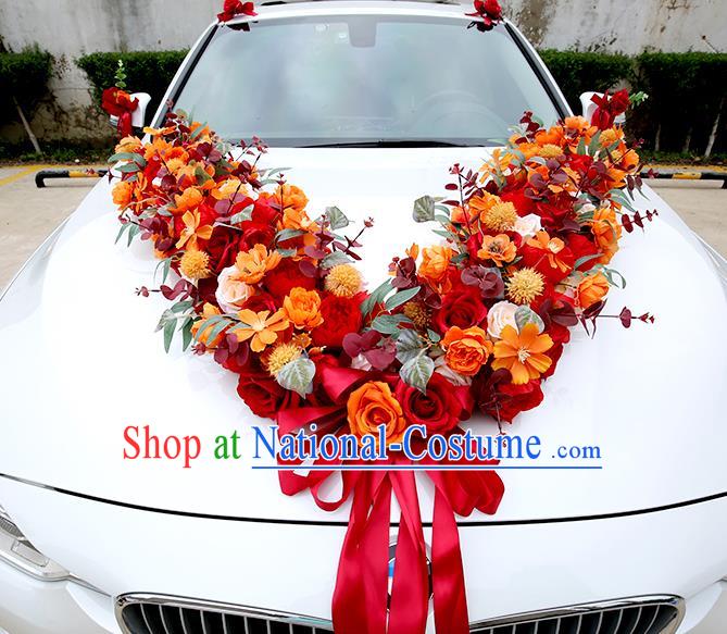 Top Wedding Ceremony Car Decorations Love Simulation Rose Flowers Bouquet Wedding Car Ornaments